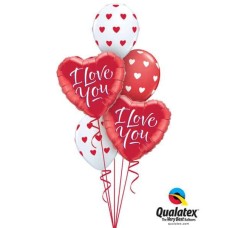 Bukiet 644 Red & White Valentine's Hearts Qualatex #29133-2 76928-2